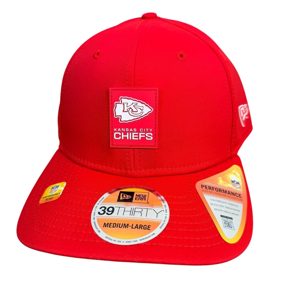New Era 39thirty Kansas City Chiefs Sideline Hat Fitted Cap NFL Red M/L Flex $50